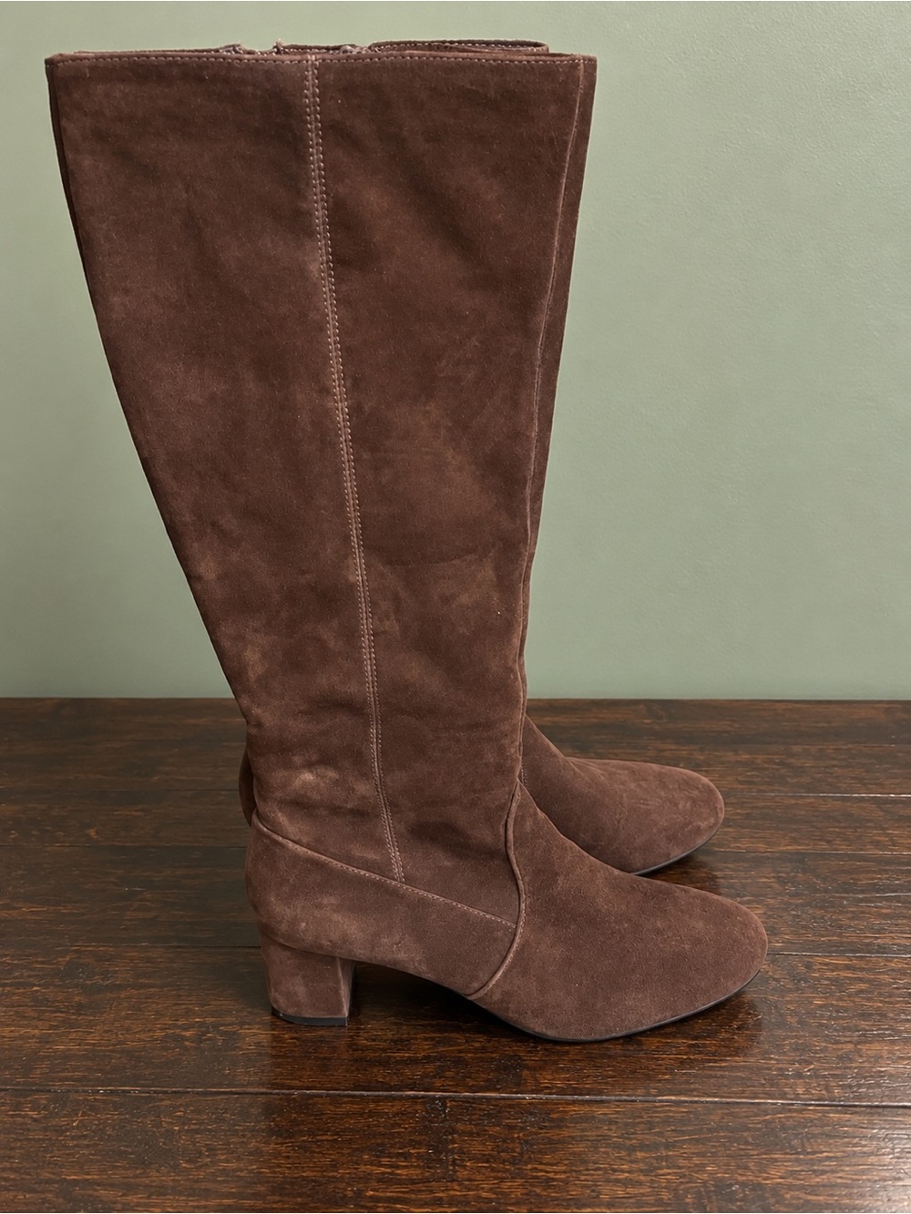Aerosols Brown Suede Knee-High Boots | Block Heel | S 9.5